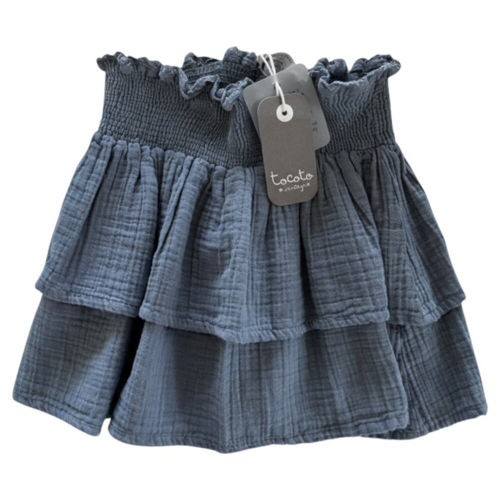 TOCOTO VINTAGE - MINI SKIRT - GREY BLUE - COTTON - 2Y- NWT